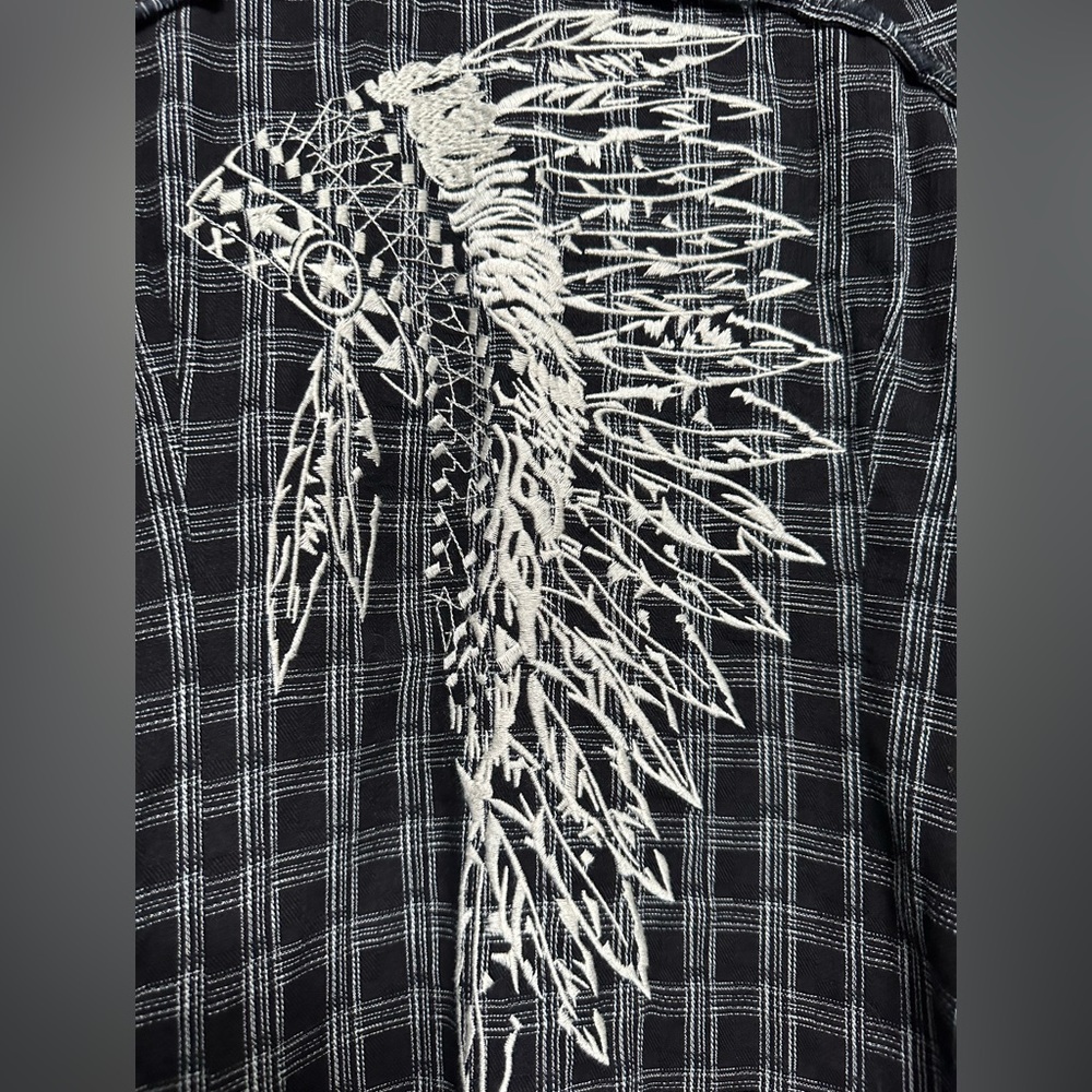 Crow & White Plaid Tier Bell-Sleeve Button-Up - Picture 8 of 11